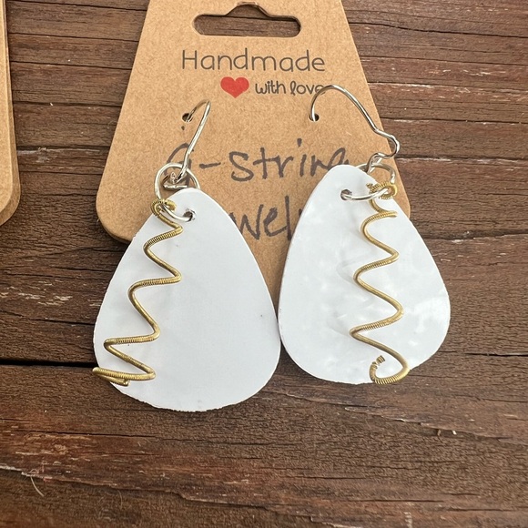 Handmade Recycled Guitar String Earrings - Picture 3 of 7